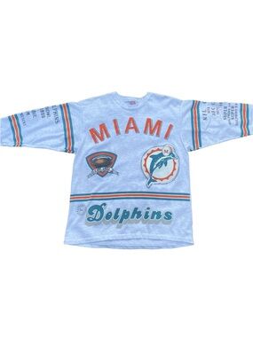 Miami Dolphins Long Sleeve Tee - Teal & Orange long gone vintage